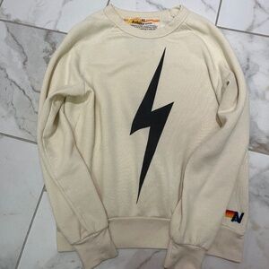 Aviator Nation Bolt Crew Sweatshirt Size XS Ivory